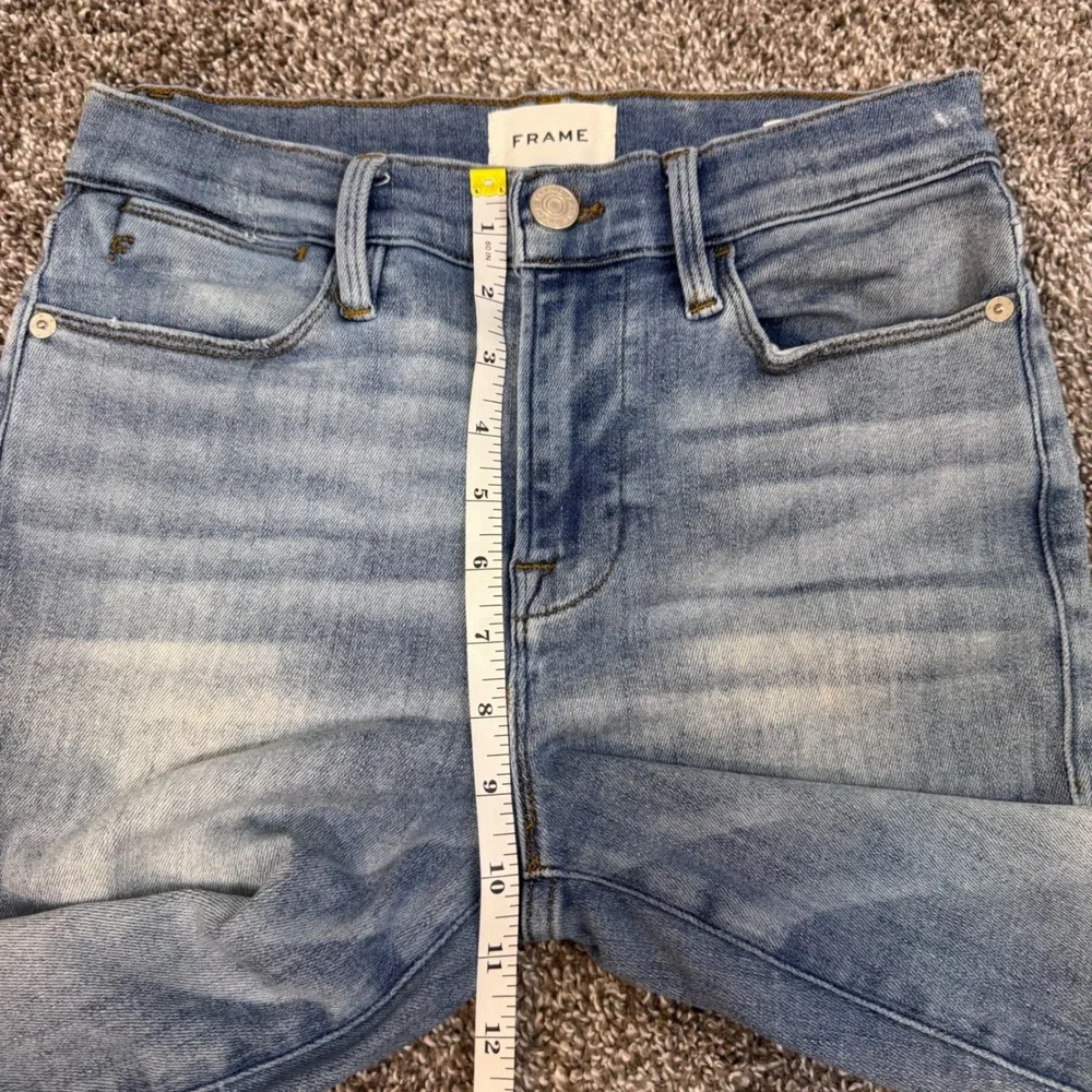 FRAME Le High Straight Jeans Light Wash Raw Hem Mid Rise Women's 27